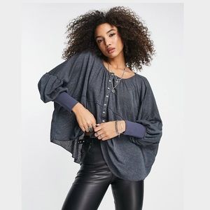 Free People Marla Long Sleeve Henley Top Size Small